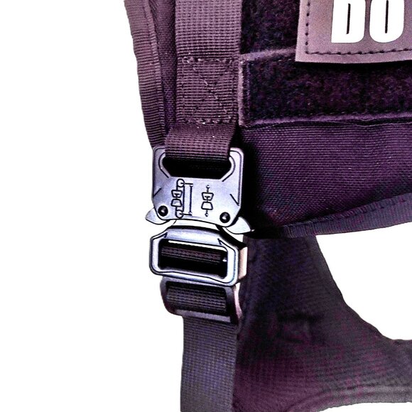 Black Tactical LG Dog Harness, Adjust. No-Pull Dog Vest ~ Metal Latches, Patches - Picture 8 of 15